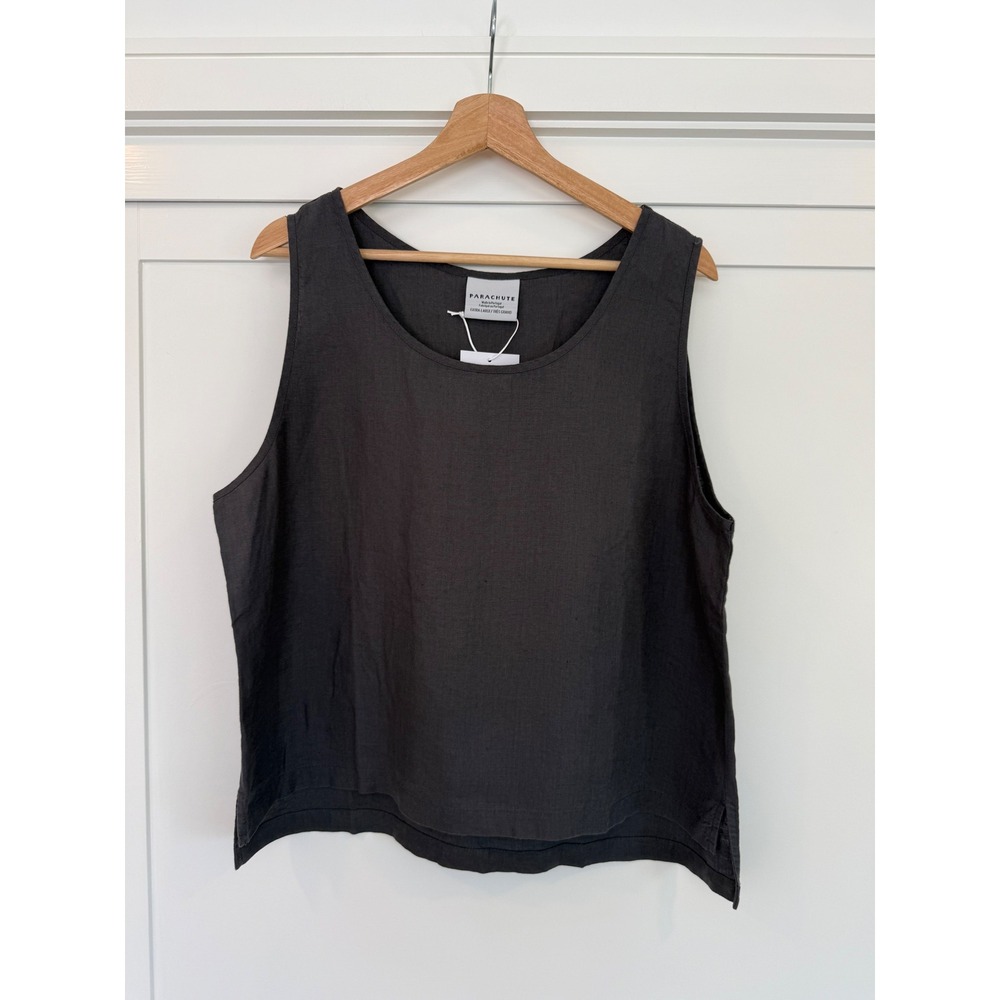 Parachute Women Linen Tank Top Coal Dark Gray Sleeveless Camisole NWT - XL